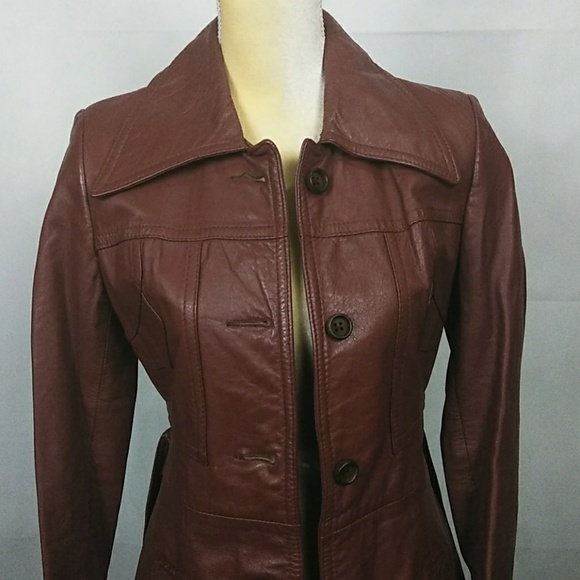 Vintage Cognac Leather Trench Coat – Timeless 90s Style, Size 7/8 - Picture 2 of 8